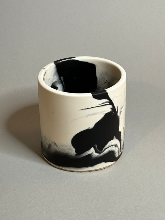 Unique Handcrafted Medium Pot in Black and White Marble