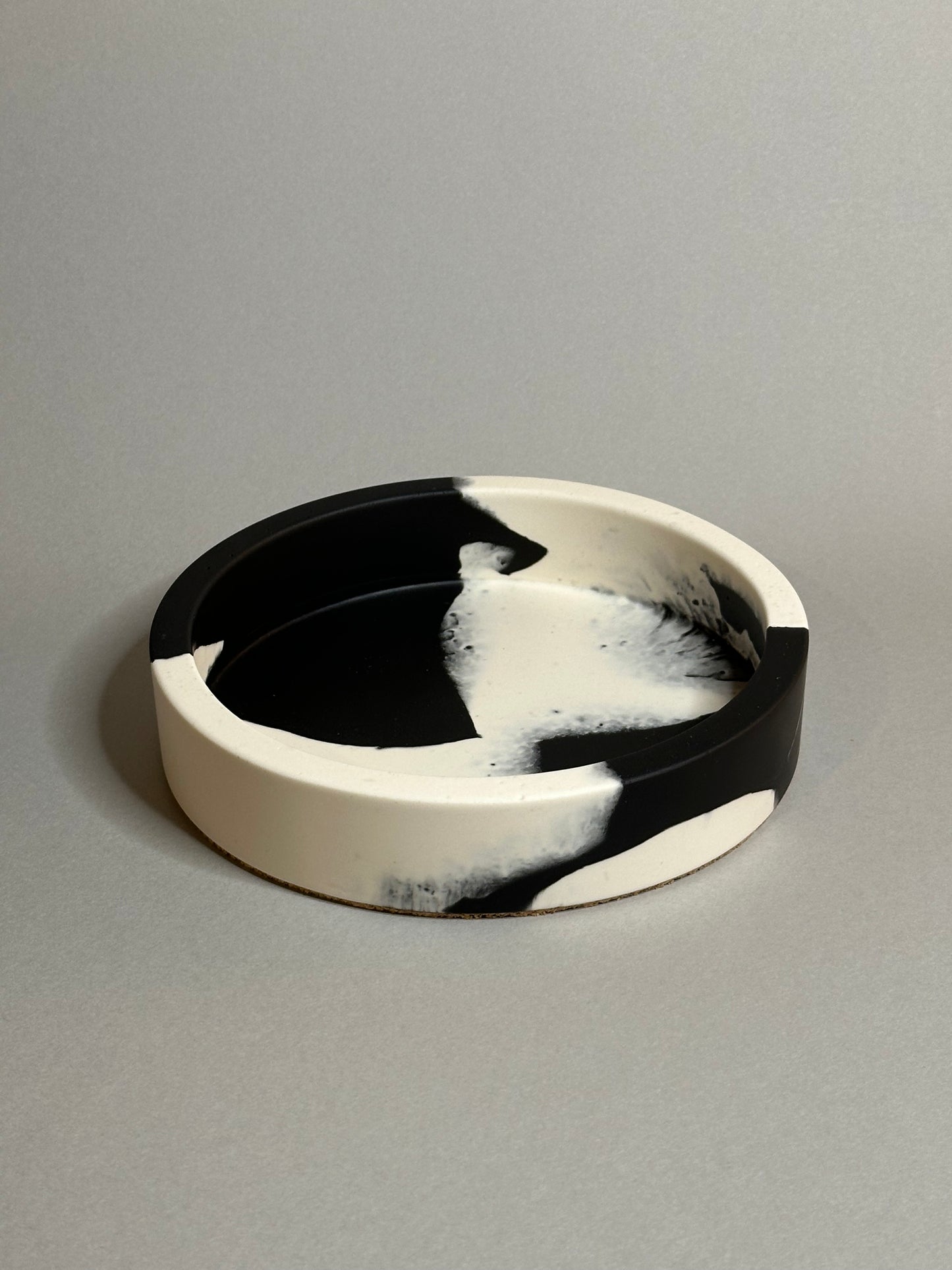 Unique Handcrafted Round Tray in Black and White Marble