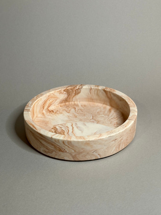 Unique Handcrafted Round Tray in Terracotta Marble