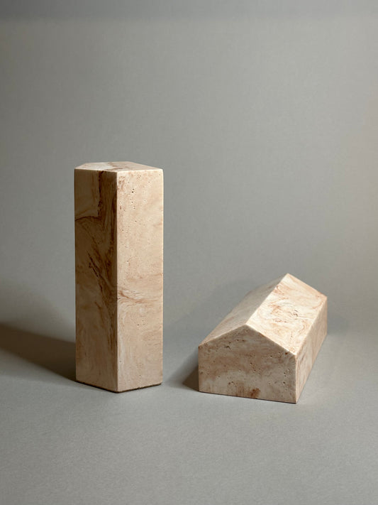 Unique Handcrafted Bookends in Terracotta Marble